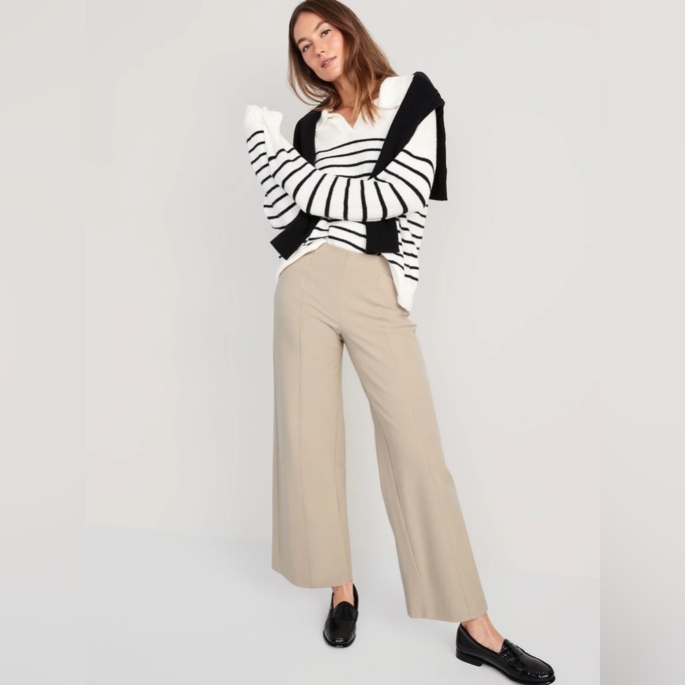 NWT! Mocha Taffy Old Navy High-Waisted Pull-On Pixie Wide-Leg Pants